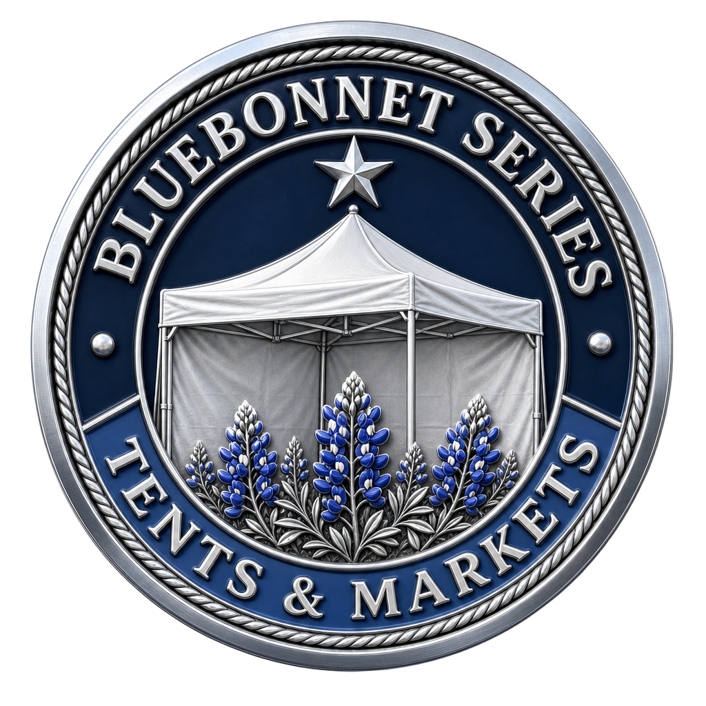 Bluebonnet Series™ badge — Tents, Vendor Booths & Outdoor Markets