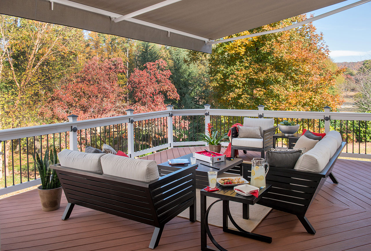Solair® retractable awning during Texas fall