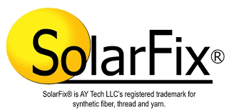 SolarFix® PTFE lifetime UV-resistant sewing thread logo — used on every Texas Made Shade awning